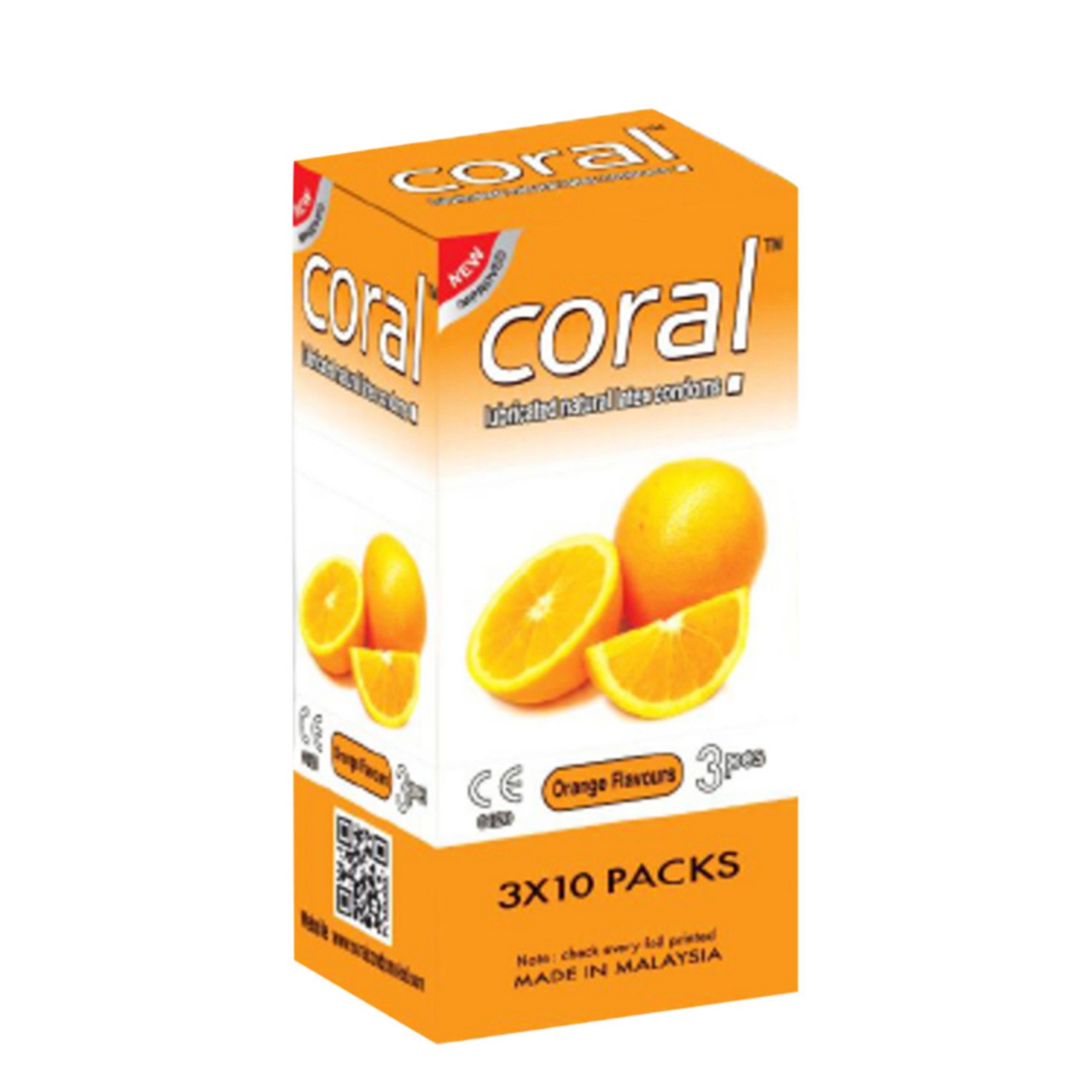 Picture of Coral Orange Natural Latex Condom for Men | Full Box 30pcs Condom | Malaysia