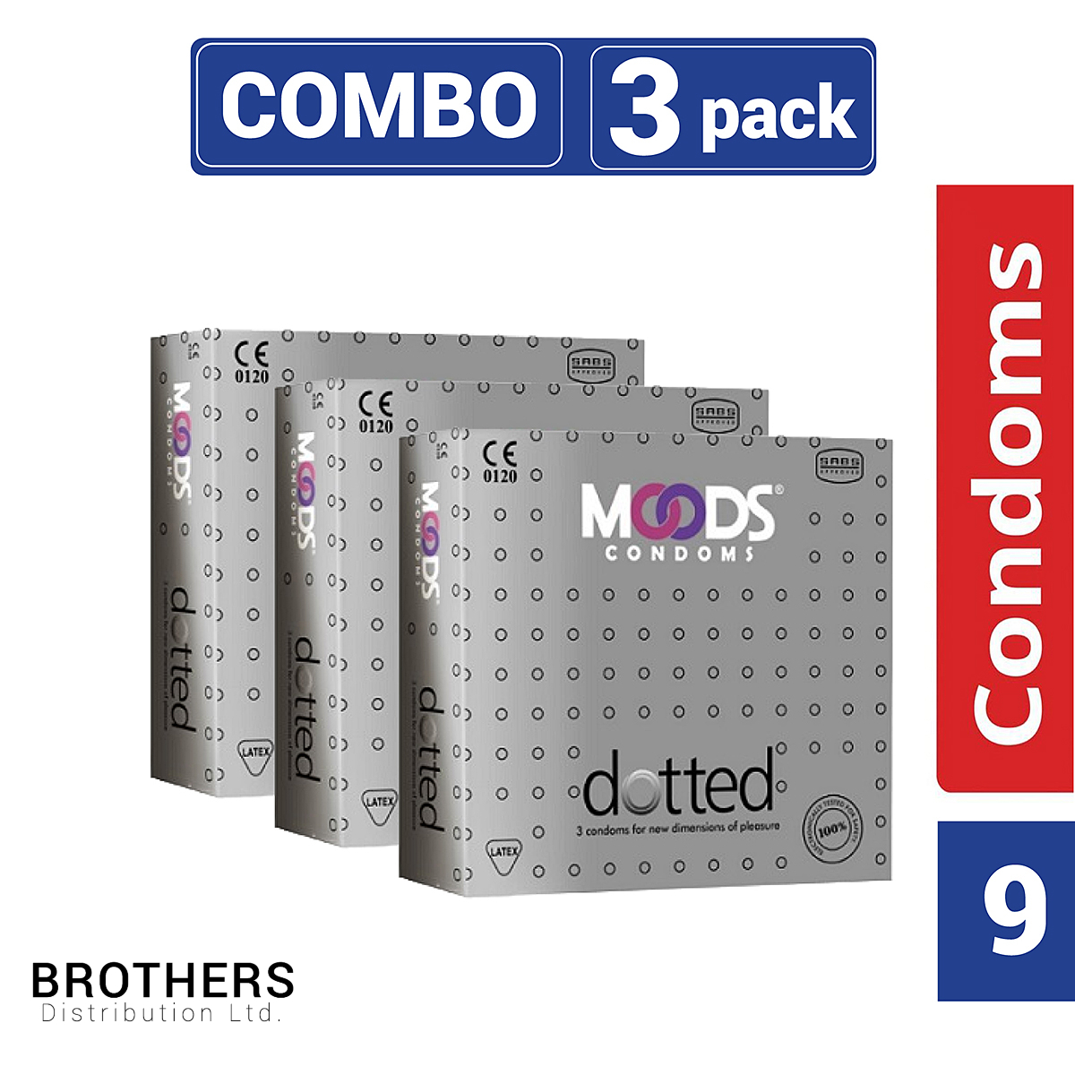 Picture of Moods Dotted Condom For Men | 3x3 Pack- 9 Pcs