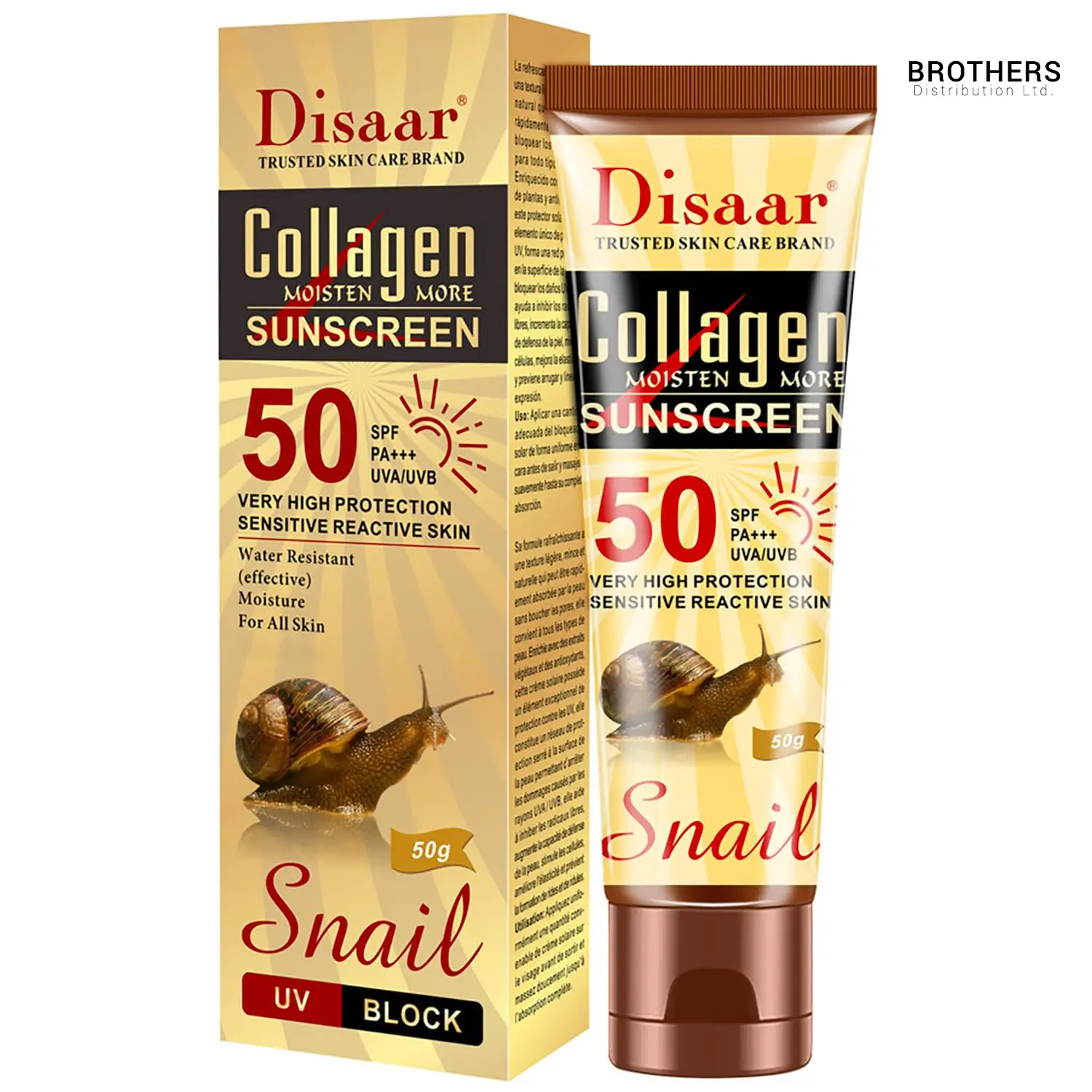 Picture of Disaar Snail Collagen Sunscreen Cream SPF50 PA+++ 50gm