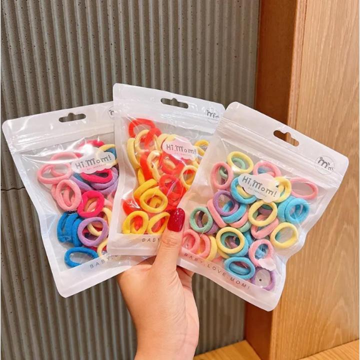 Picture of 100 Pcs Packed Elastic hair bands Color Rubber hair ties for kids