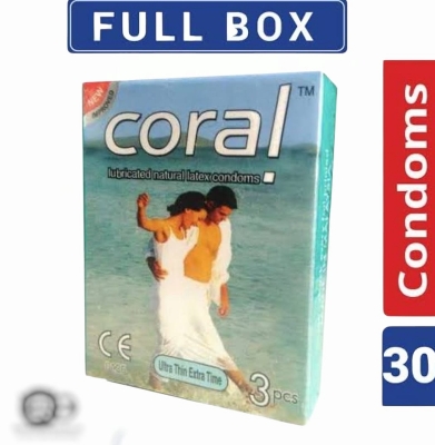 Picture of Pack of 1×3 =3 Pcs Coral ultra thin extra time 1 mini Box Condom malaysia 