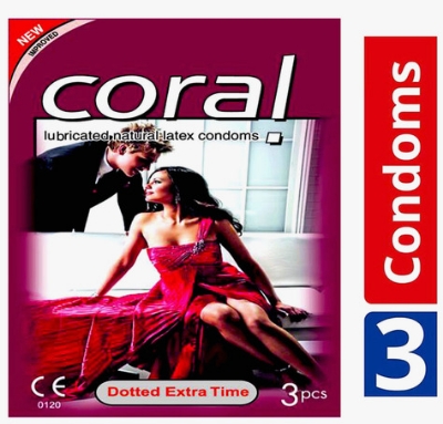 Picture of pack of 1×3=3 pcs Coral Dotted Extra Time Condom 1 mini box malaysia