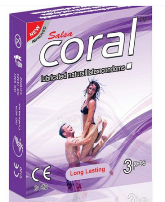 Picture of Pack of 1x3 =3 Pcs Coral Strawberry flavours 1 mini Box Condom malaysia