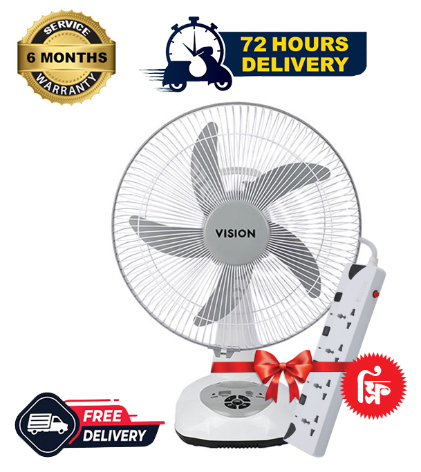 Buy Vision Rech. Table Fan-14''(White)-USB ChargerOnline at Best Price in Bangladesh	