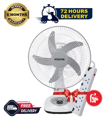 Buy Vision Rech. Table Fan-14''(White)-USB ChargerOnline at Best Price in Bangladesh	