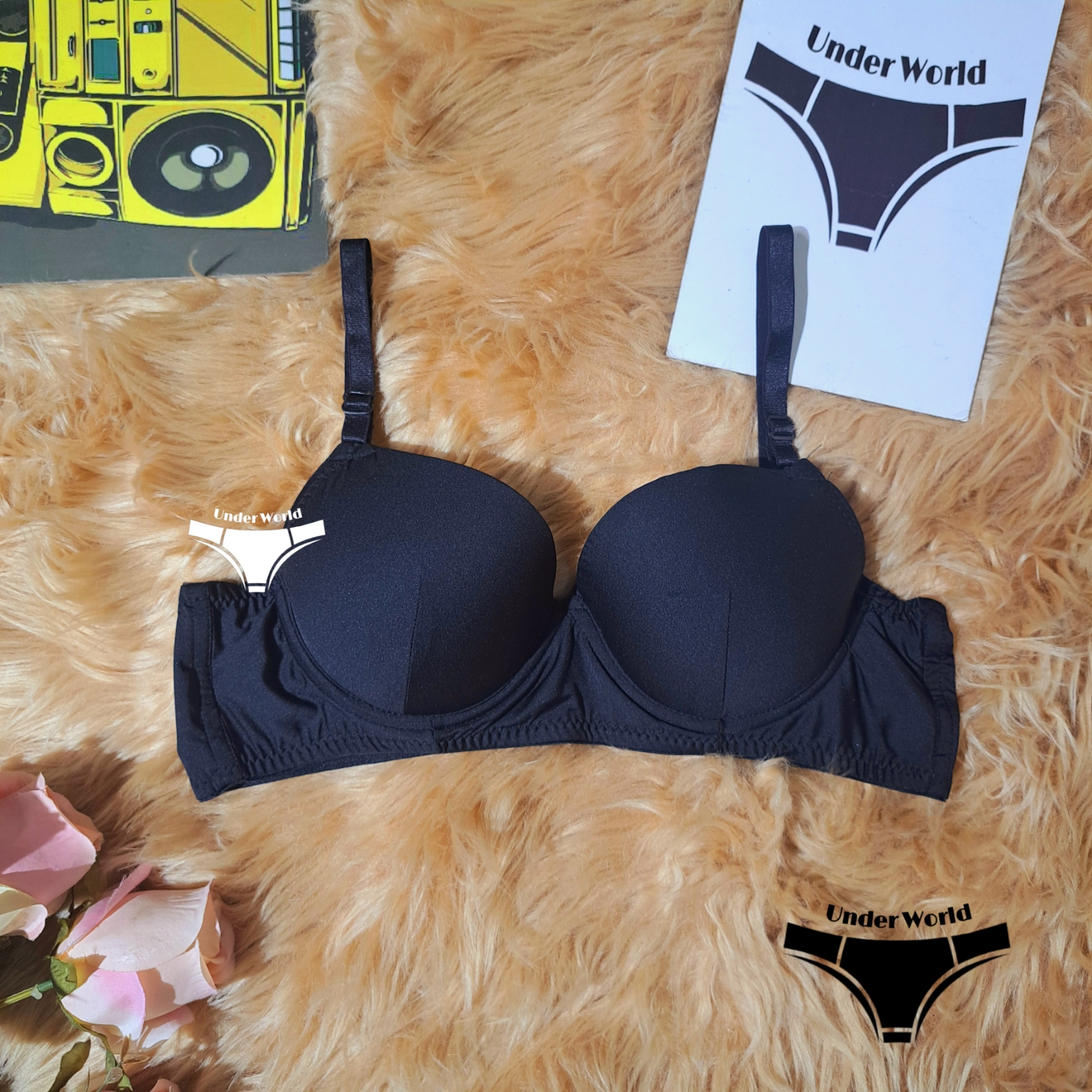 Picture of Black Soft Foam Padded Bra Comfortable Lingerie for Women and Girls