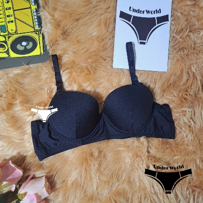 Picture of Black Soft Foam Padded Bra Comfortable Lingerie for Women and Girls