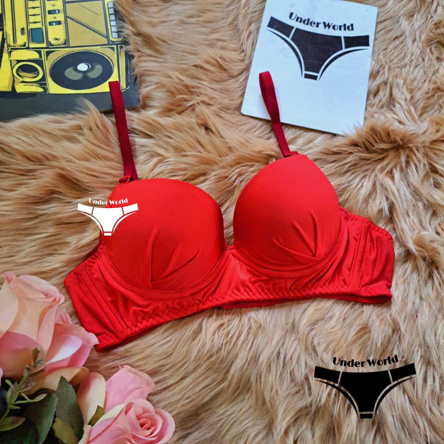 Picture of Red Soft Comfortable Pushup Paded Foam Bra for Sexy Women and Girls