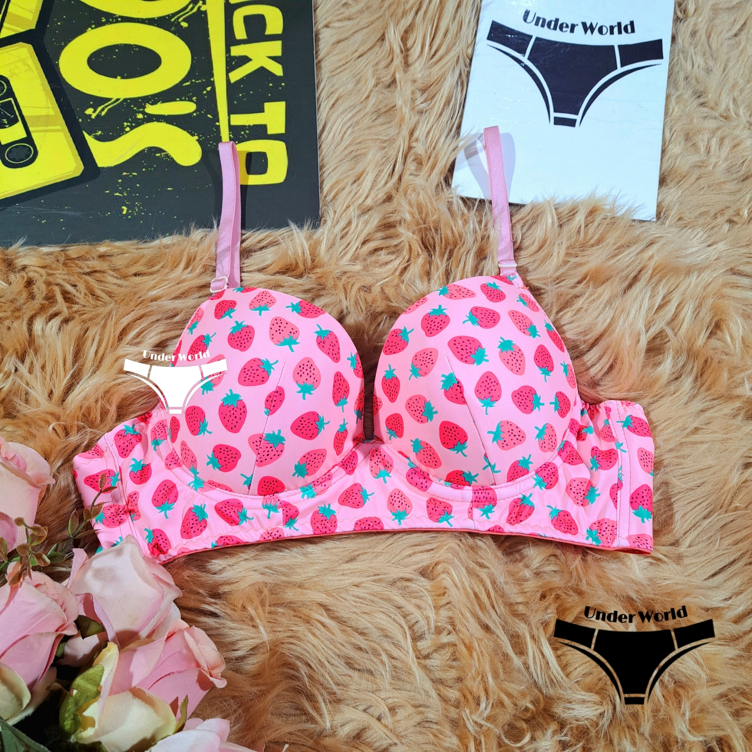 Picture of Black Printed Soft Comfortable Pushup Paded Foam Bra for Girls