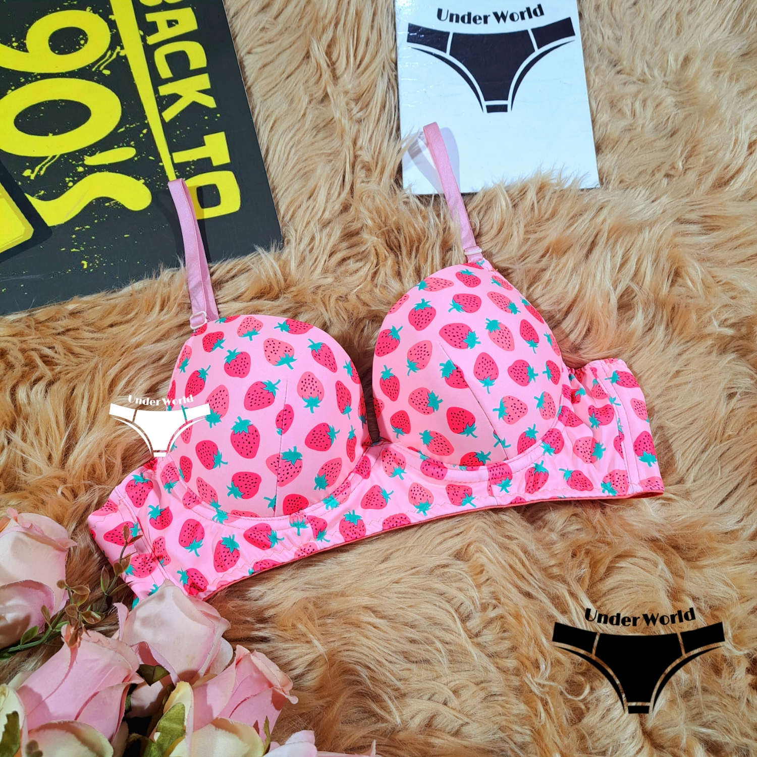 Picture of Black Printed Soft Comfortable Pushup Paded Foam Bra for Girls