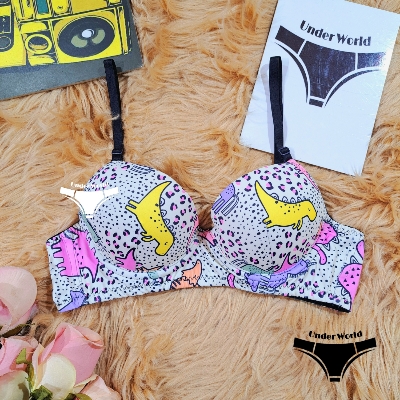 Picture of Black Printed Soft Comfortable Pushup Paded Foam Bra for Girls
