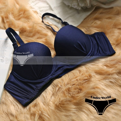 Picture of Teenagers Navy Blue Colour Soft Comfortable Pushup Paded Foam Bra for Sexy Women and Girls