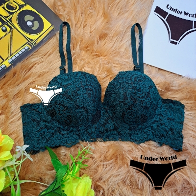 Picture of Green Soft Comfortable Pushup Paded Foam Bra for Women and Girls