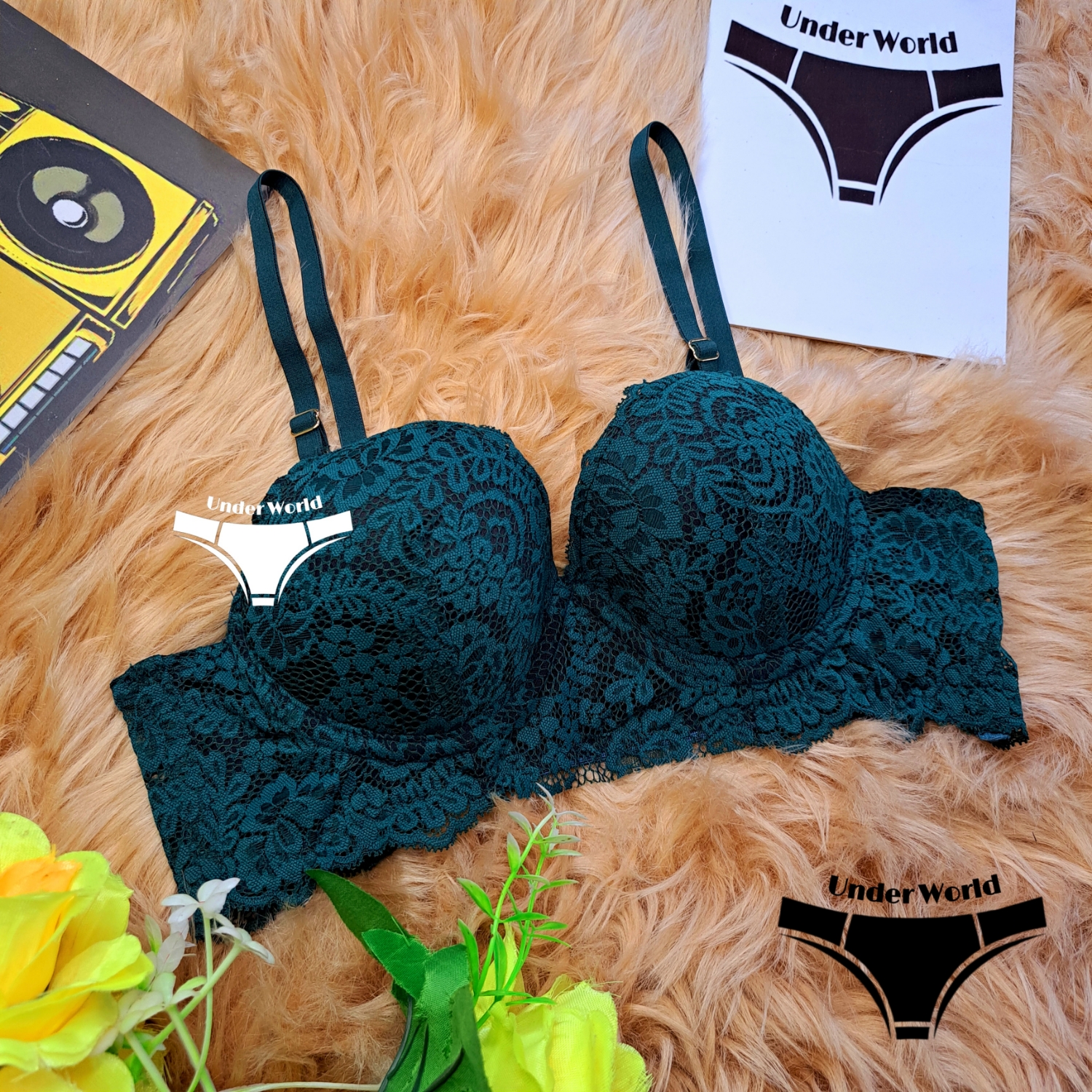 Picture of Green Soft Comfortable Pushup Paded Foam Bra for Women and Girls