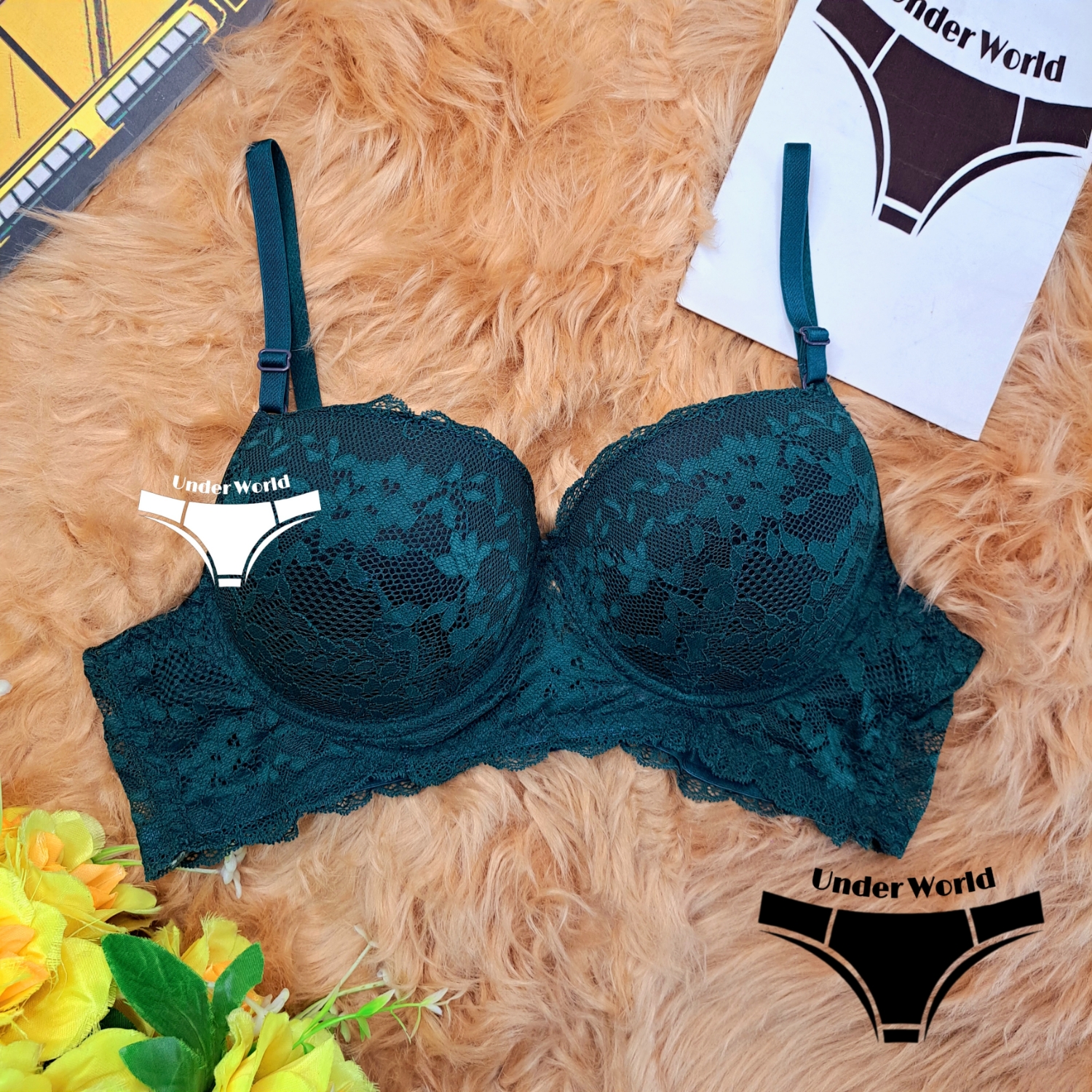 Picture of Green Soft Comfortable Pushup Paded Foam Bra for Women and Girls