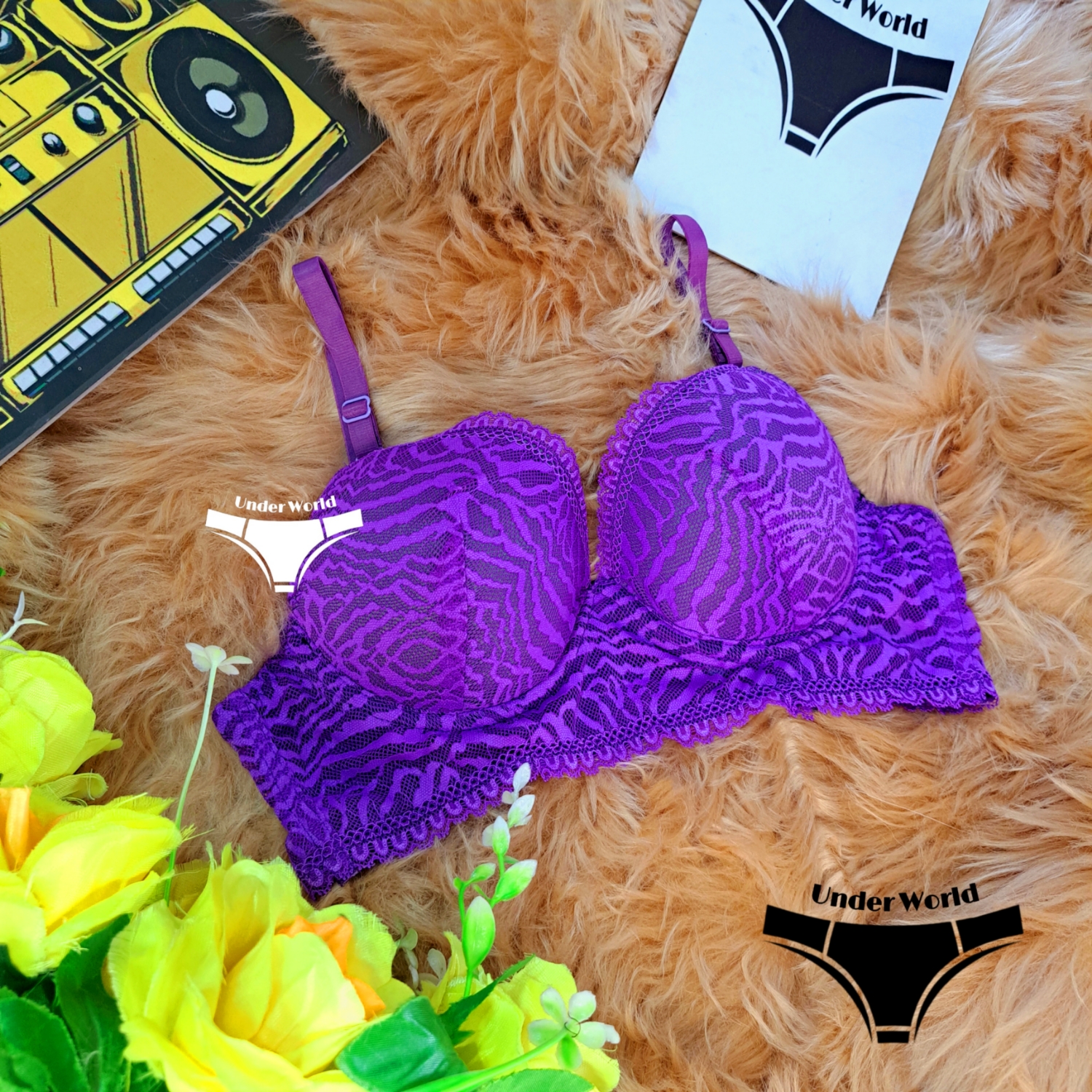 Picture of Biege Soft Comfortable Net Pushup Paded Foam Bra for Women and Girls