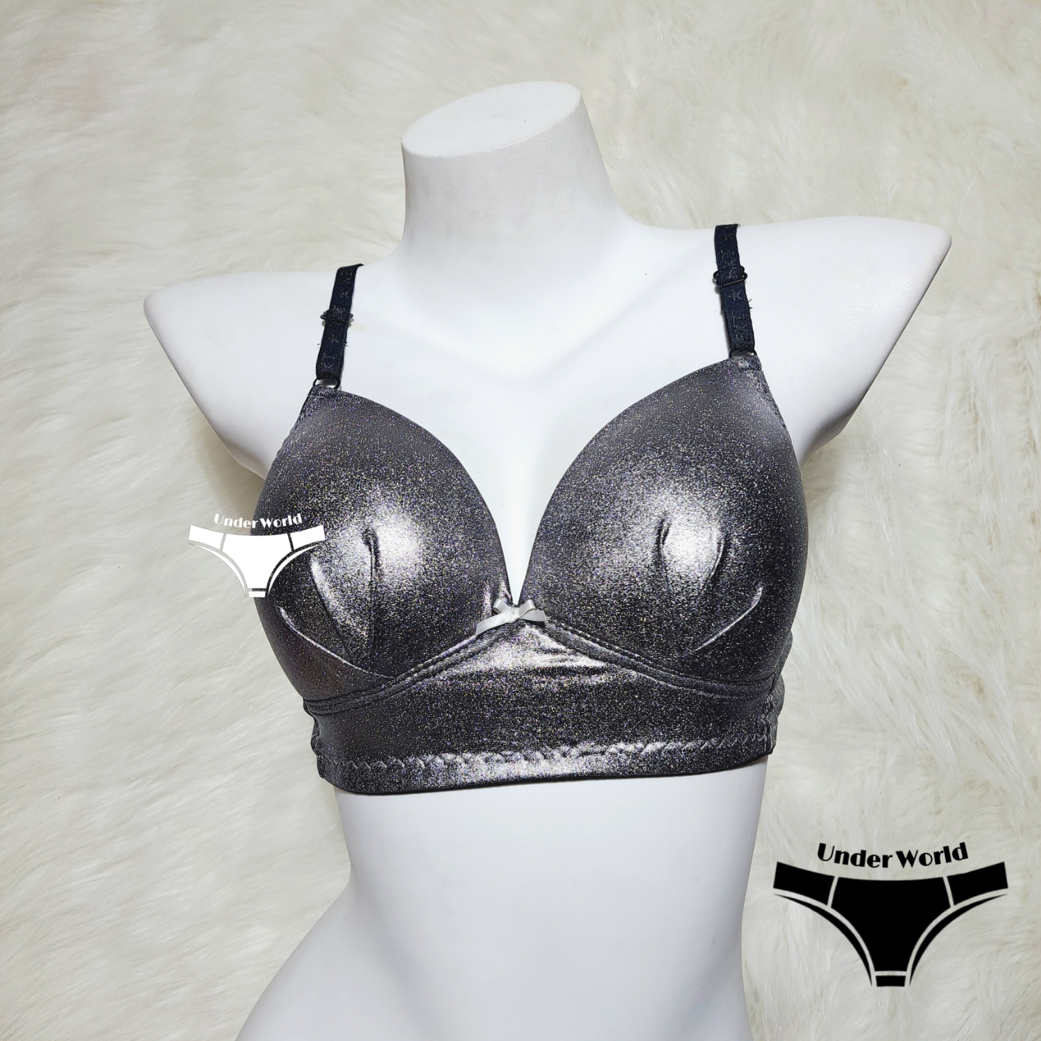 Picture of Glossy Silver Non-Padded Wireless Foam Bra for Women and Girls – Soft and Comfortable