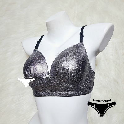 Picture of Glossy Silver Non-Padded Wireless Foam Bra for Women and Girls – Soft and Comfortable