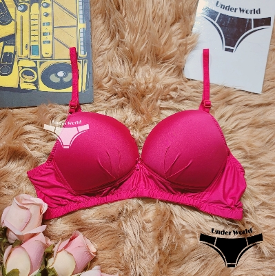 Picture of Pink Soft Comfortable  Non Padded Wireless Foam Bra for Women and Girls