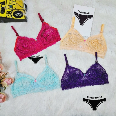 Picture of 4pcs Multicolor Soft Comfortable Net Cotton Bra for Sexy Women and Girls