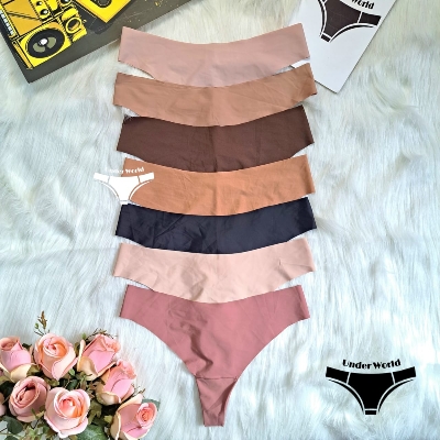 Picture of 3pcs Seamless Panties Women Ice Silk Thongs Fashion Female Underwear Sexy Lingerie Sports Comfort  Panties