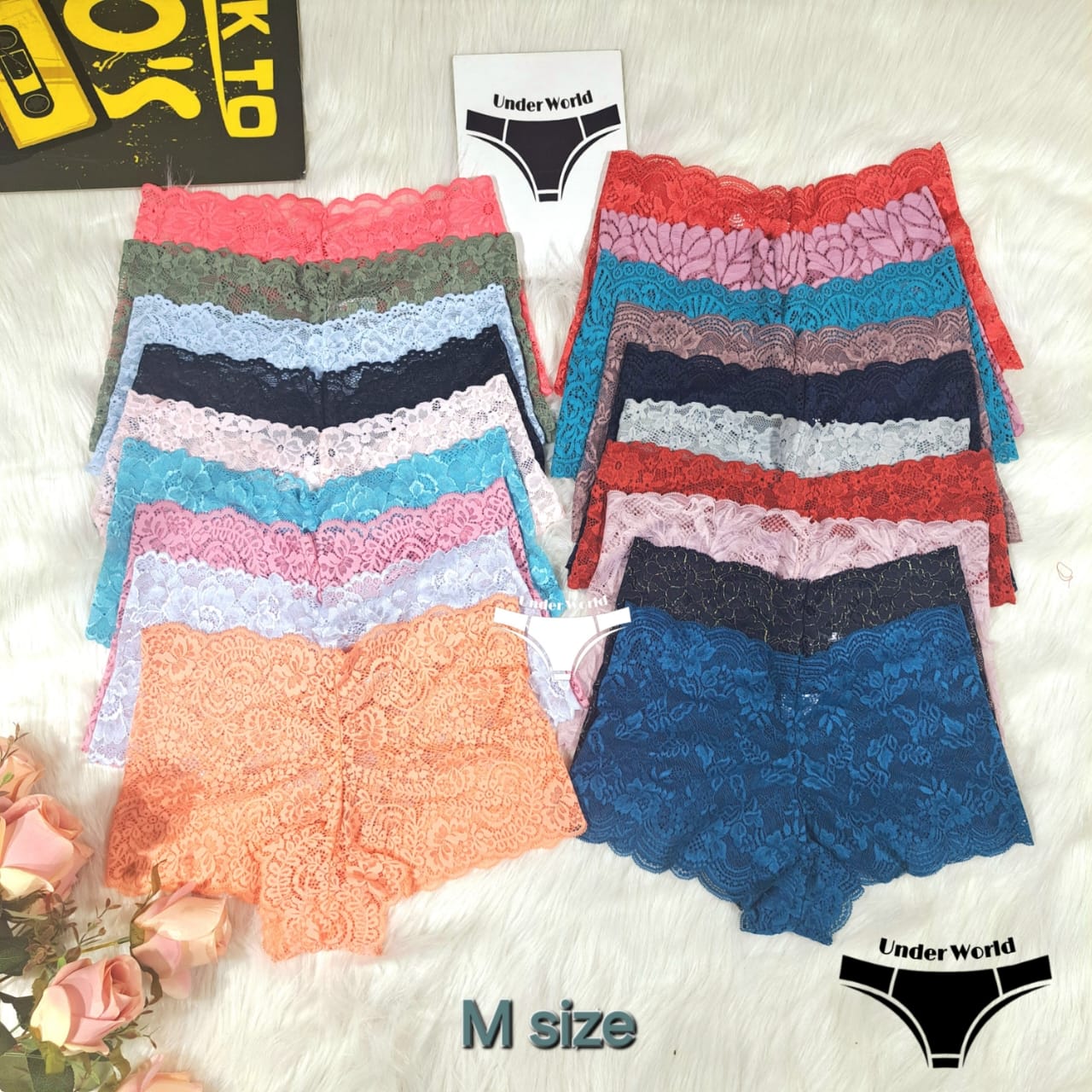 Picture of 3 Pcs Sexy Lace/Net Panty Set for Women - Comfortable, Available in Multiple Colors