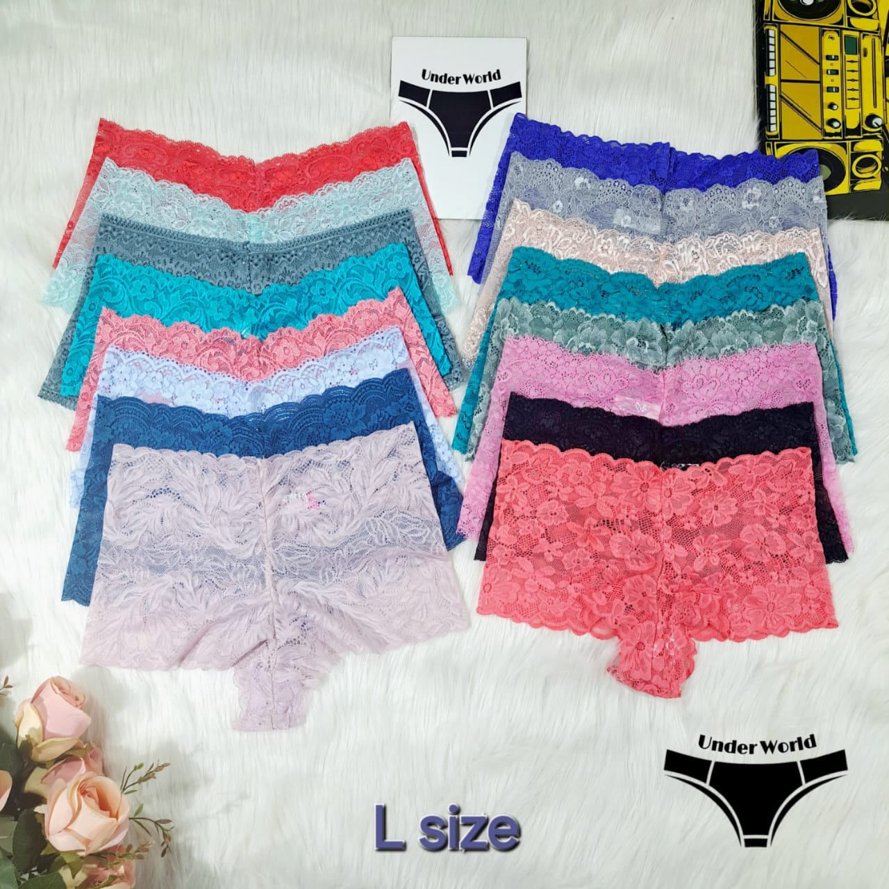 Picture of 3 Pcs Sexy Lace/Net Panty Set for Women - Comfortable, Available in Multiple Colors