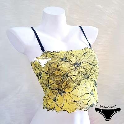 Picture of Yellow Crop Top Removal Padded Bra for Girl's & Teenagers