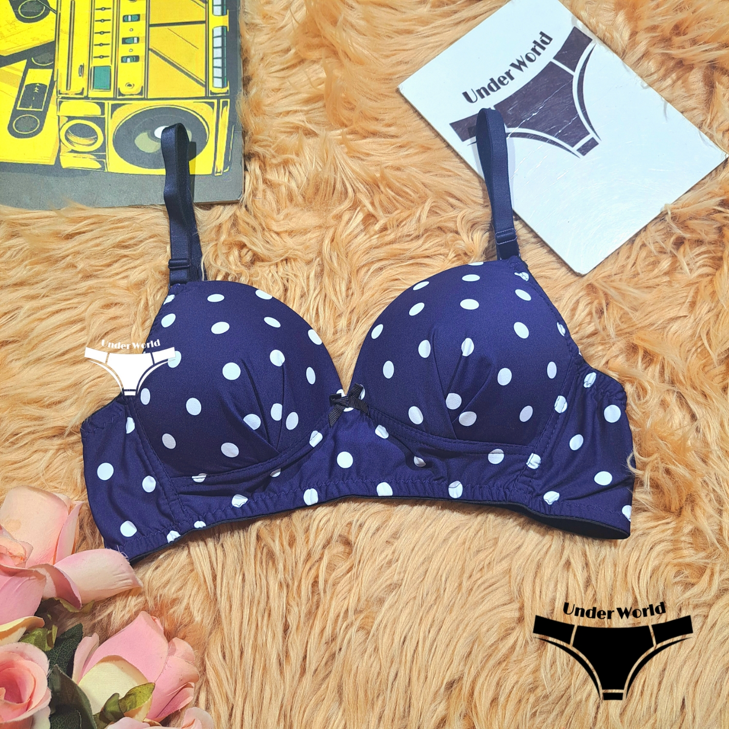 Picture of Blue Dot  Soft Comfortable Non Padded Wireless Foam Bra for Women and Girls