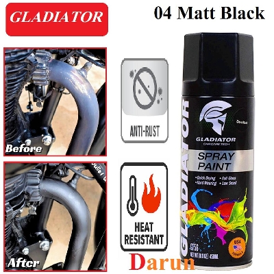 Picture of Spray Paint Matt Black 450ml Gladiator Spray Paint (04 Matt Black) Automatic hand spray paint, anti-rust Aerosol Spray Paint, metal furniture wood Spray Paint For car Motorcycle graffiti wall