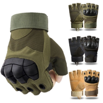 Picture of Motorcycle Military Grade Half Finger Army Green/Black - Hand Gloves For Bike