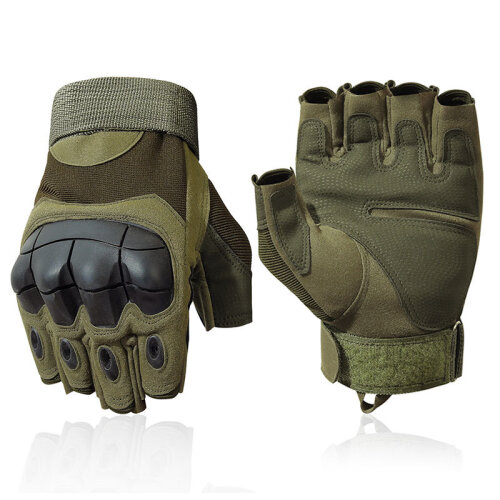 Picture of Motorcycle Military Grade Half Finger Army Green/Black - Hand Gloves For Bike