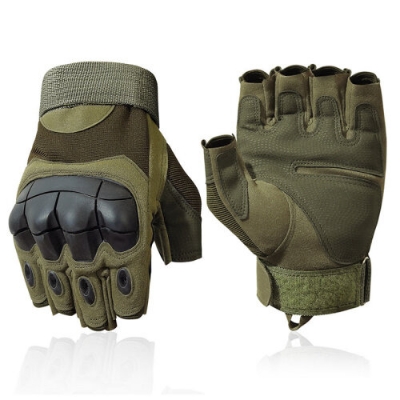 Picture of Motorcycle Military Grade Half Finger Army Green/Black - Hand Gloves For Bike