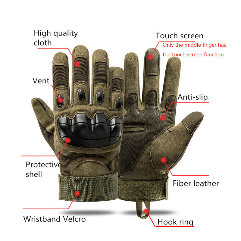 Picture of Tactical Full Finger Hand Gloves Army- Military Combat-Airsoft   Paintball Hunting Gear - Shooting Gloves Touch Design Sports Protective Fitness Motorcycle Hunting Full Finger Hiking Gloves - For Biker