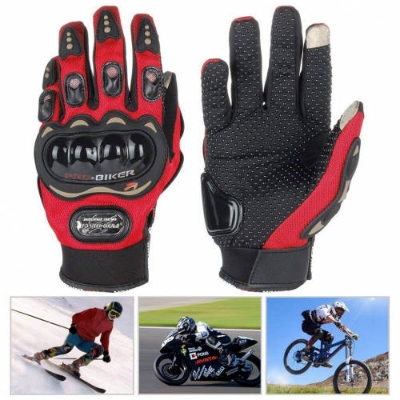 Picture of Pro Bike Leather Full Finger Hand Gloves  With Touch Screen For Bikers- Multi colors