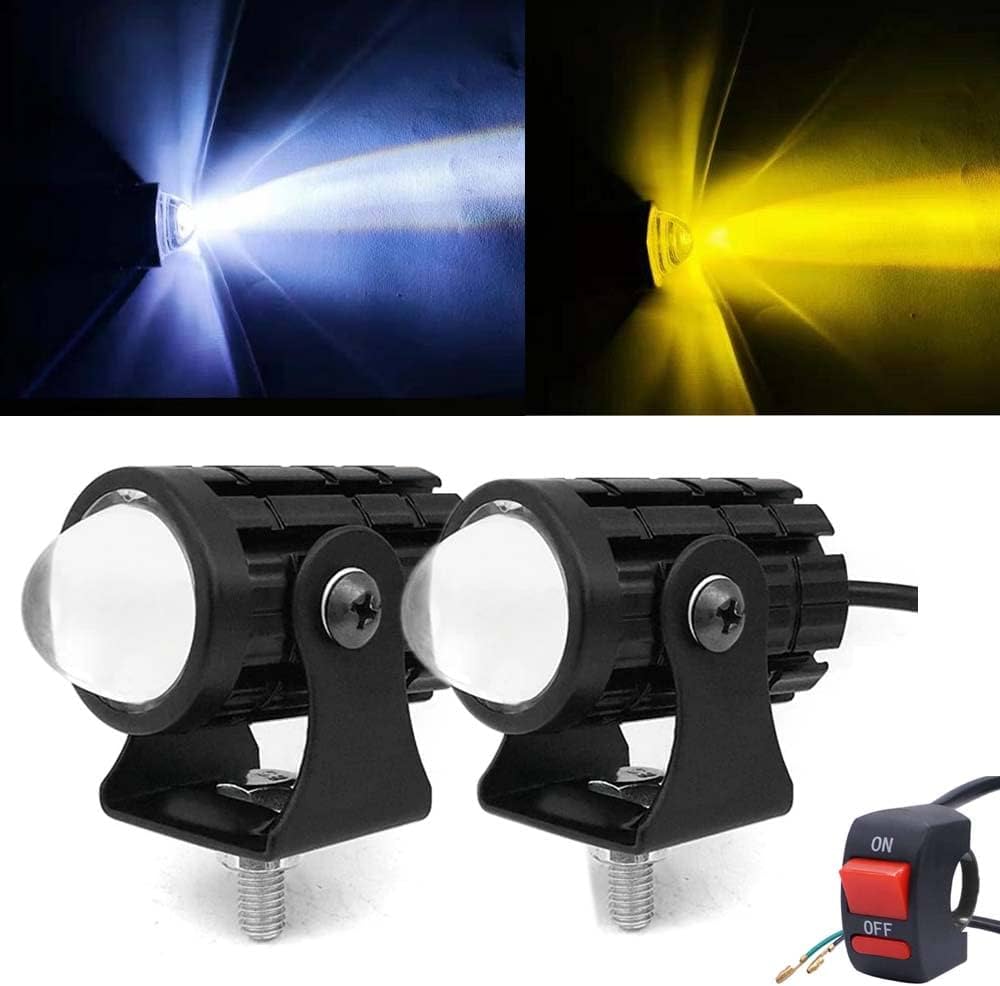 Picture of Mini Driving fog Light  Waterproof With Two Color Yellow/White & High and low Beam  For Bike /motorcycle ( Set of 2)
