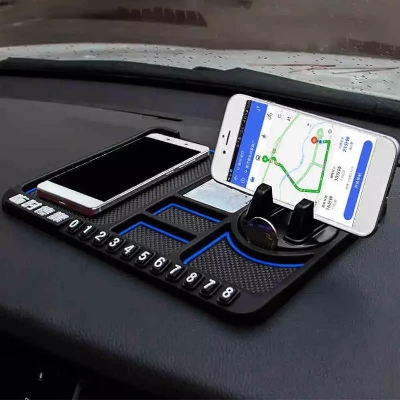 Picture of Multifunctional Car Anti-Slip Mat. Non Slip Sticky Anti Slide Dash Phone Holder. Mount Silicone Dashboard Car Pad Mat 4 IN 1