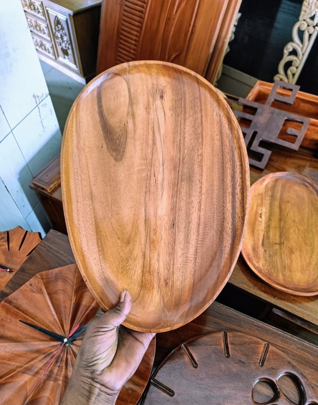 Picture of Wooden Tea Tray 1 Pcs- Rustic Tea Tray Made Of Natural Wood - Adding A Touch Of Organic Charm To Your Tea Time Rituals