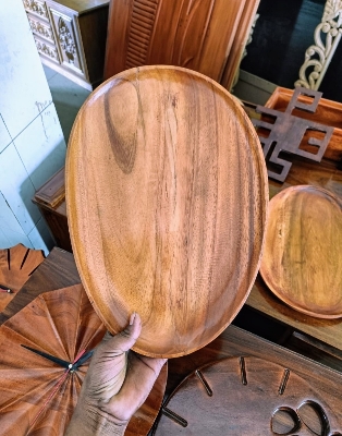 Picture of Wooden Tea Tray 1 Pcs- Rustic Tea Tray Made Of Natural Wood - Adding A Touch Of Organic Charm To Your Tea Time Rituals