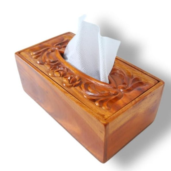 Picture of Wooden Tissue Box Cover Kitchen Roll Paper Holder Kitchen Wooden Tissue Holder Paper (6"/11")