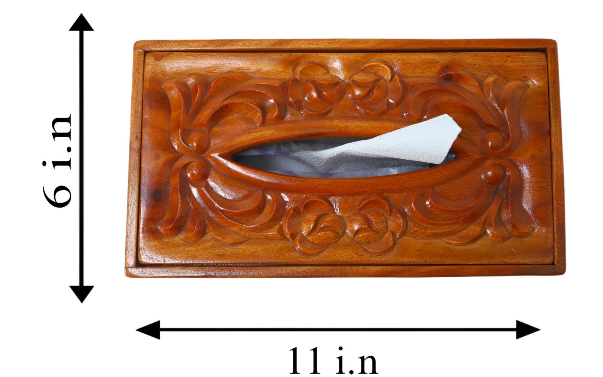 Picture of Wooden Tissue Box Cover Kitchen Roll Paper Holder Kitchen Wooden Tissue Holder Paper (6"/11")