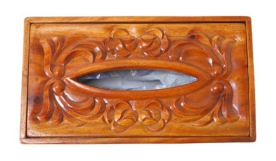 Picture of Wooden Tissue Box Cover Kitchen Roll Paper Holder Kitchen Wooden Tissue Holder Paper (6"/11")