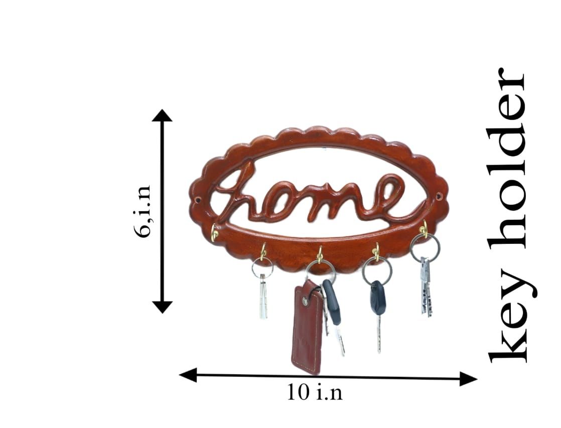 Picture of Wooden Wall Mount Key Holder with Shelf | Wooden Key Holder for Wall DIY | Five Key Hanger Point | Wooden Key Hanger with Shelf for Wall | Wooden Shelf.