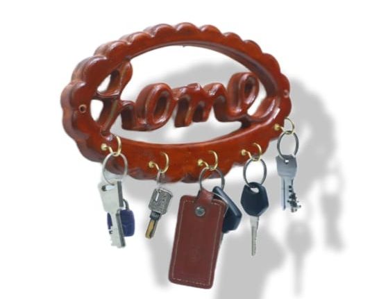 Picture of Wooden Wall Mount Key Holder with Shelf | Wooden Key Holder for Wall DIY | Five Key Hanger Point | Wooden Key Hanger with Shelf for Wall | Wooden Shelf.