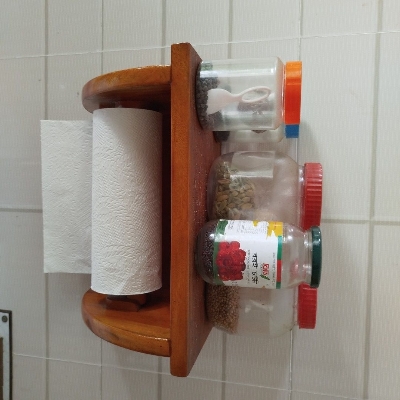 Picture of Hand Towel Wooden Wall Mounted Tissue Kitchen Roll Paper Holder Kitchen Wooden Tissue Holder Paper Roll Holder Towel Hanger Rack Bar Cabinet Rag Hanging Holder Bathroom Organizer Shelf Toilet Paper Holders