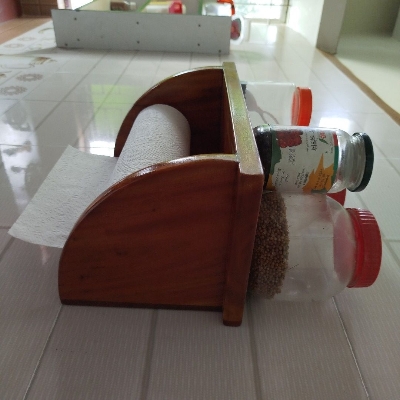 Picture of Hand Towel Wooden Wall Mounted Tissue Kitchen Roll Paper Holder Kitchen Wooden Tissue Holder Paper Roll Holder Towel Hanger Rack Bar Cabinet Rag Hanging Holder Bathroom Organizer Shelf Toilet Paper Holders