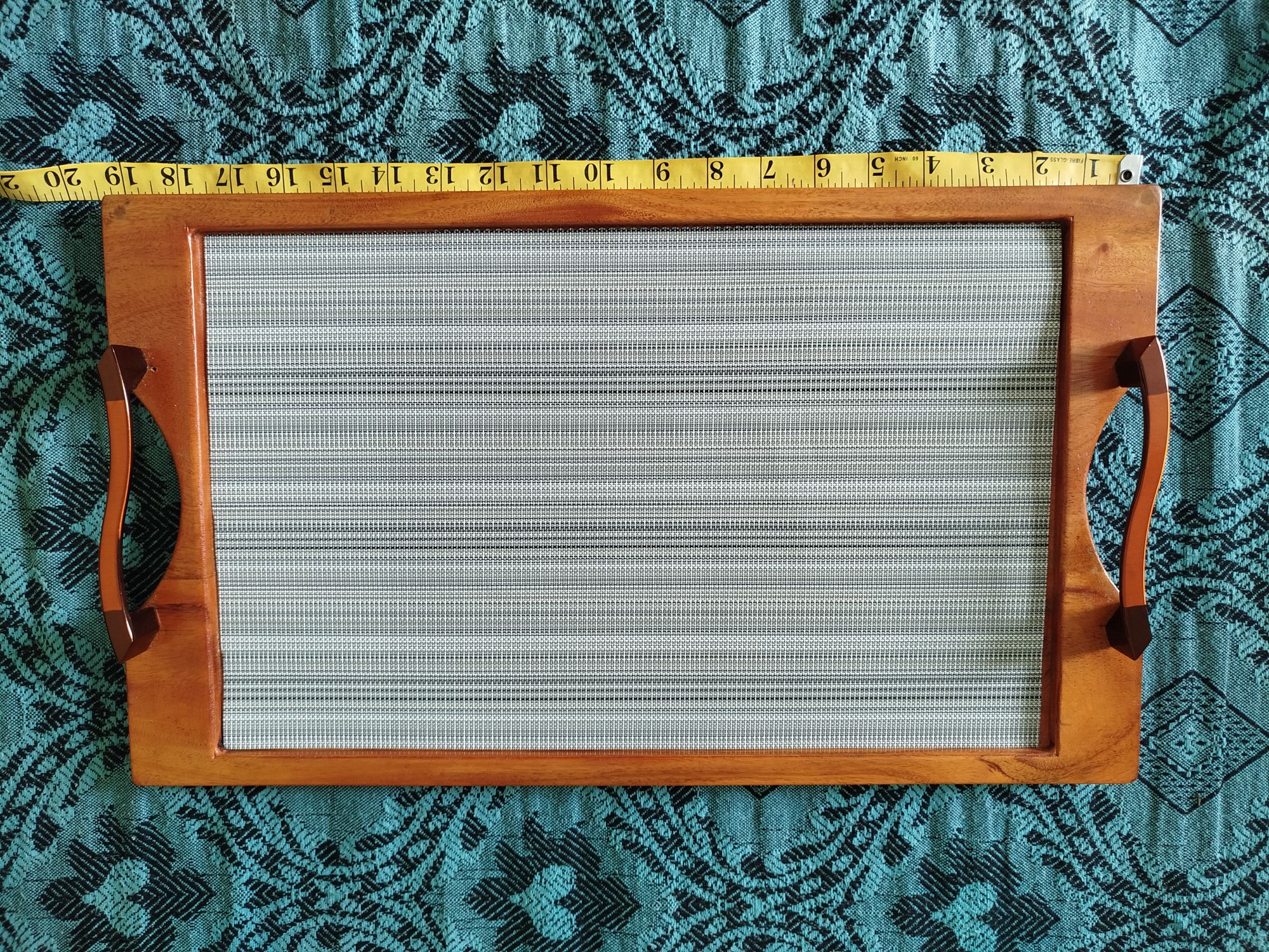 Picture of modern wooden tray with mat 19"inch by 11" inch big size