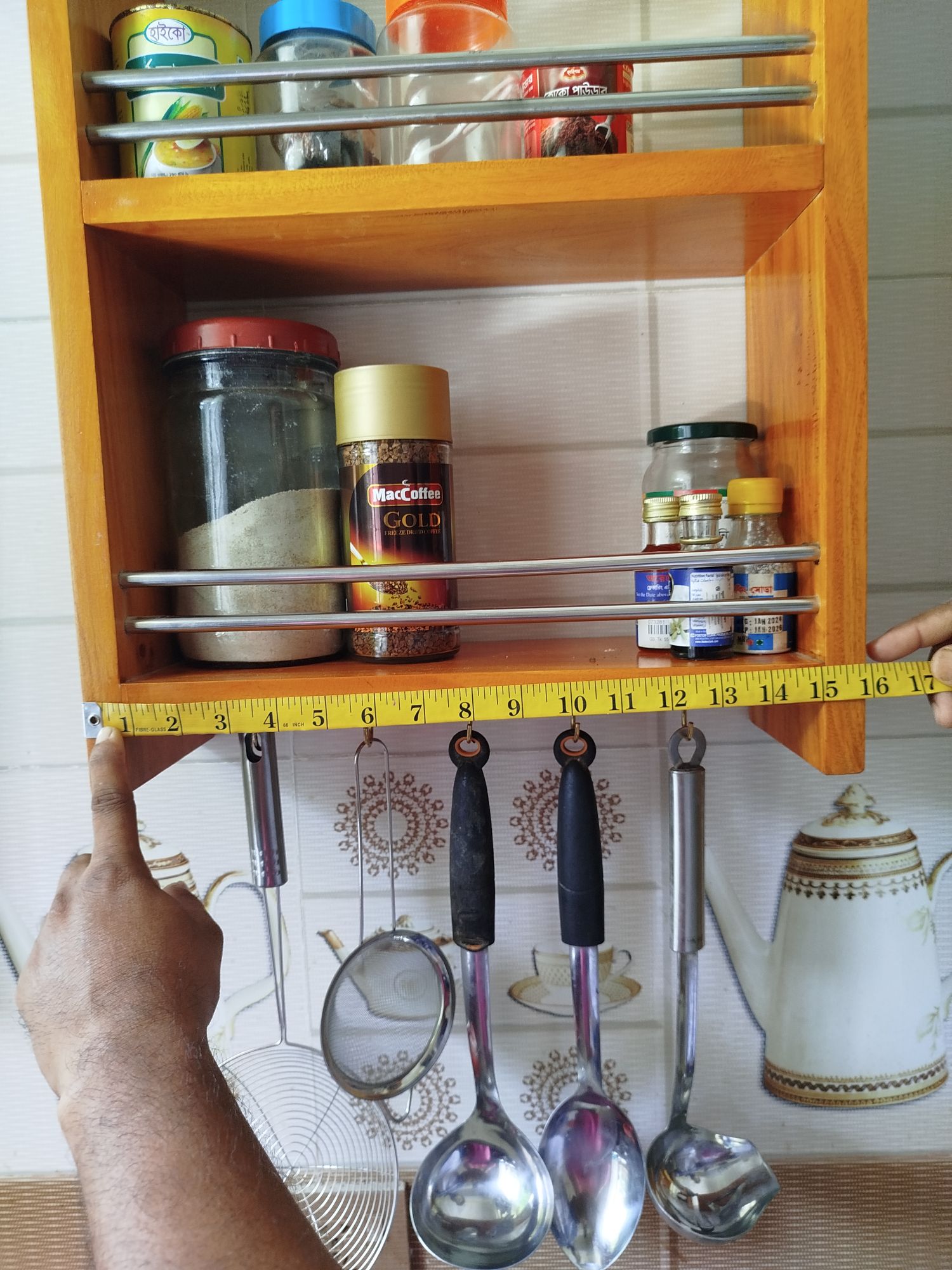 Picture of modern wooden kitchen rack 22"inch by 16"inch by 6" inch