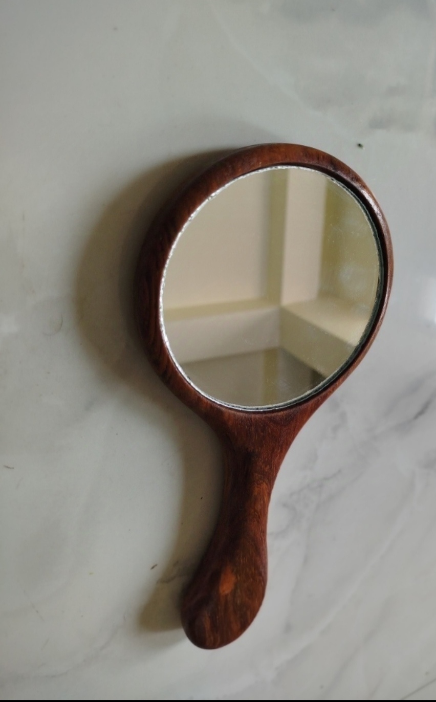 Picture of Modern wooden hand mirror 9"inch by 4.1/2"inch
