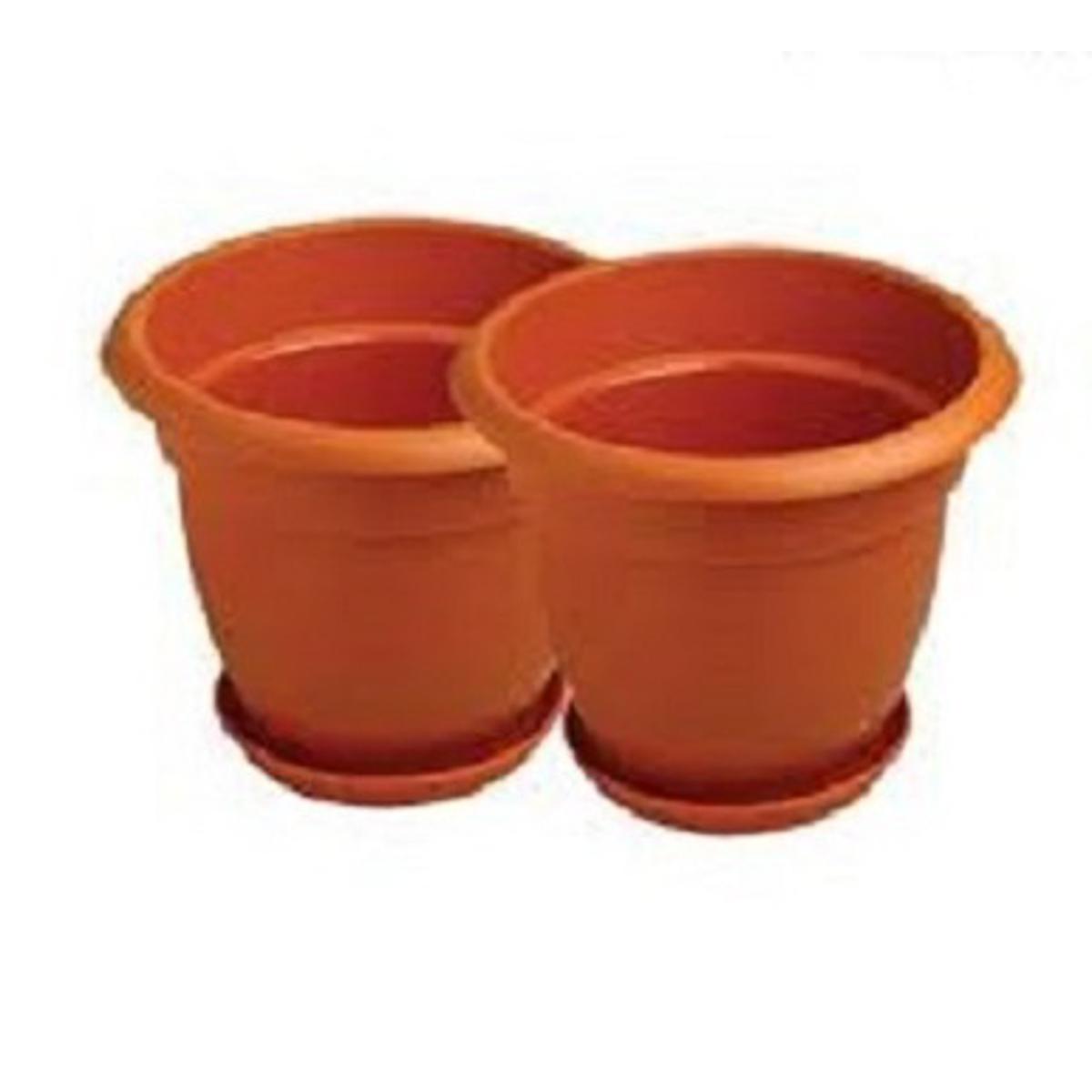 Picture of Bp Plastic 16" inch Big Eco Plastic Planter With Tray/Big Flower Tub for Gardening/Plastic Flower Tub/প্লাষ্টিক টব/ ফুলের টব